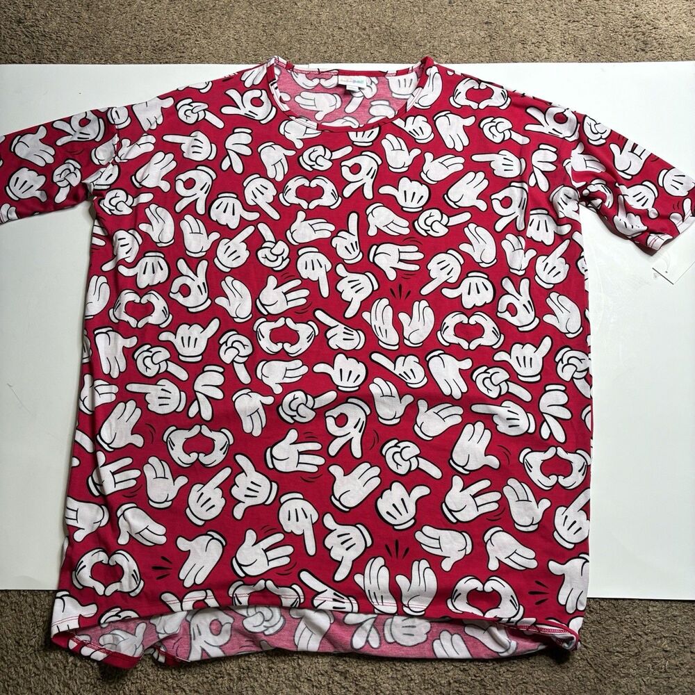 Lularoe Disney Womens Size LG Mickey Mouse Hands Irma High Low Shirt Top NWT